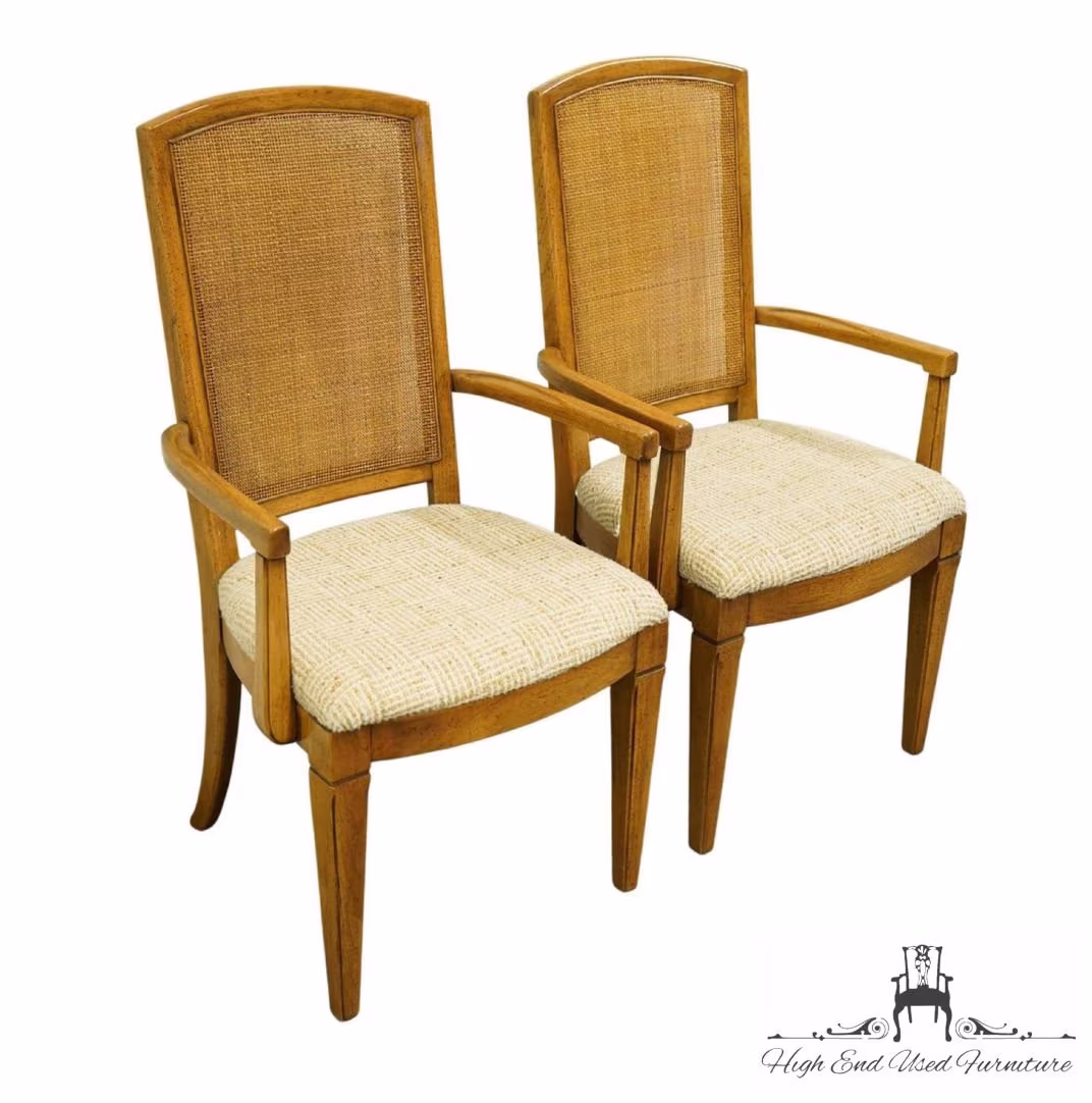 Set Of 2 Thomasville Furniture Cadence Collection Country French Dining Arm Chairs 9061-861-862