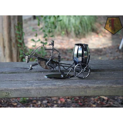 Iron Art Pen Pencil Holder Organizier For Desk, Two-Wheeled Carriage Figurine
