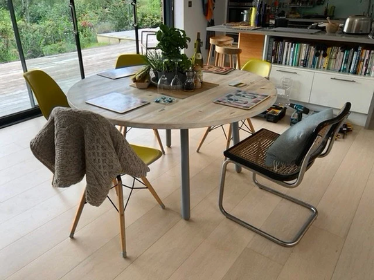 Reclaimed Round Table, Sturdy, High Quality, Customisable, Scandi Steel Legs