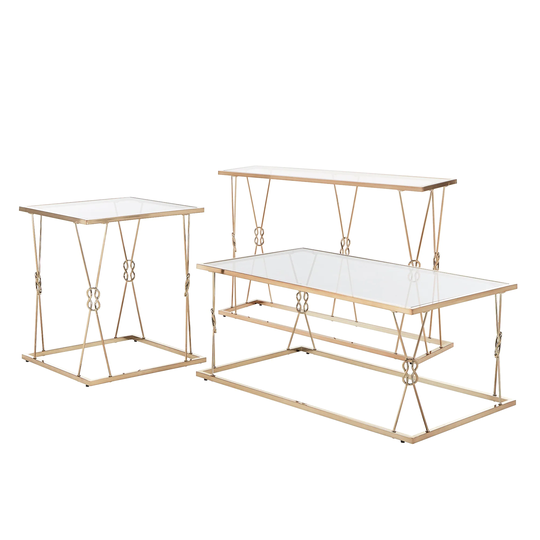 Sandiacre Champagne Gold Reef Knot Frame and Glass Table Set by iNSPIRE Q Bold