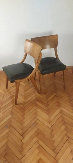 1 Of 2 Vintage Wooden Dinning Chairs/Farmhouse Chair Office Stol Kamnik 1950S Yugoslavia Scandinavian Style