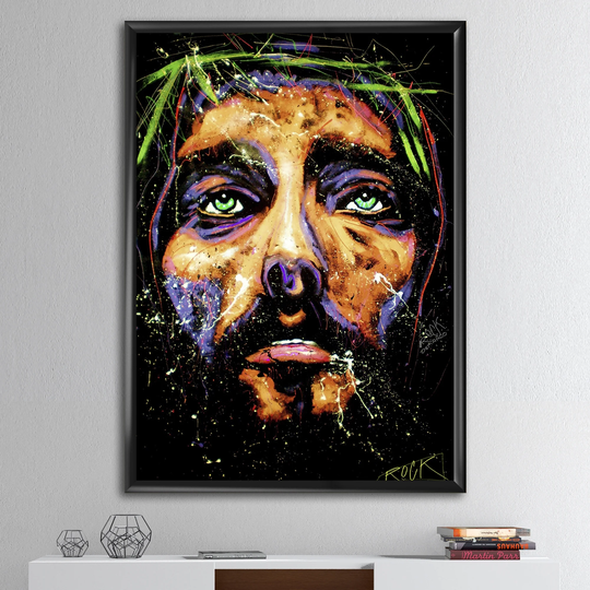 Designart 'Colorful Modern Jesus' Modern & Contemporary Framed Art Print