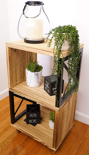 Home Rustic Side Table Farmhouse End Table, Bedside Wood Nightstand, Tall High Tables For Small Spaces, Living Room