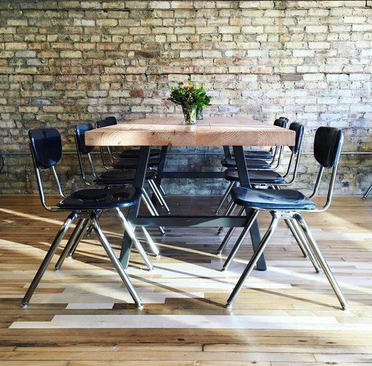 Modern Farmhouse Reclaimed Wood Table With Steel A Frame Legs - Conference For Office- Industrial Furniture Office
