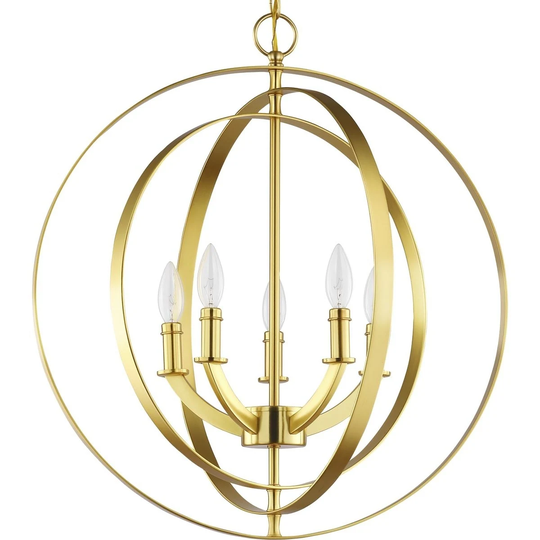 Equinox Collection Satin Brass Five-Light Sphere Pendant - 26.180" x 24.410" x 12.200"