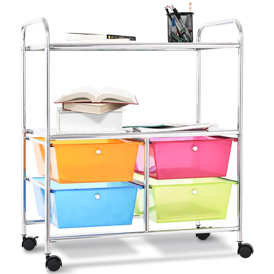 Costway 4 Multifunctional Drawers Rolling Storage Cart Rack Shelves