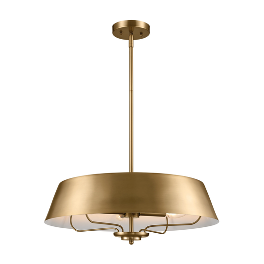 Kichler Lighting Luella 22 in. 4-Light Brushed Natural Brass Convertible Pendant Light/Semi Flush - 22 in
