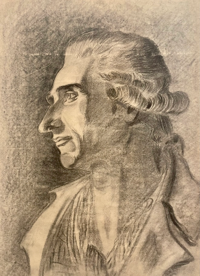 1850S French Pencil Gentleman's Portrait Drawing On Paper. Academic Art