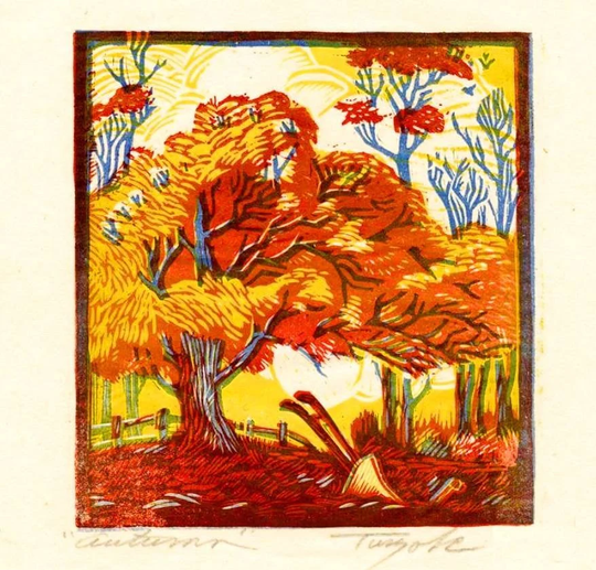 Turzark, Charles. 1925 Original Pencil Signed Woodblock. Gallery Coa
