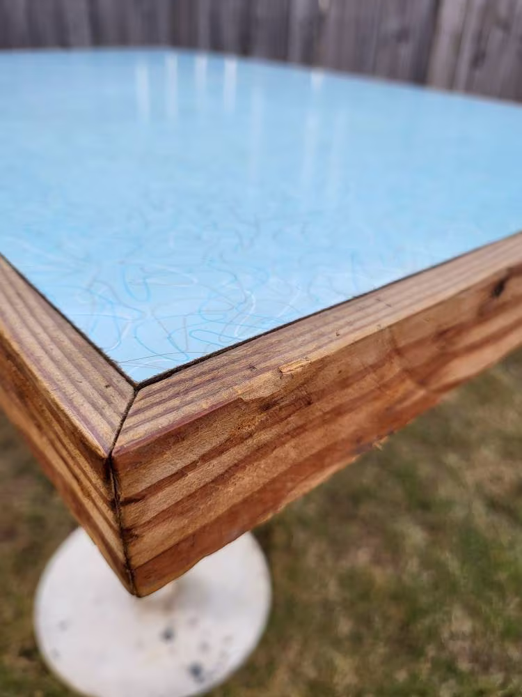 Table Top, Midcentury Table, Mcm Formica Spaghetti Side Blue Table, Vintage