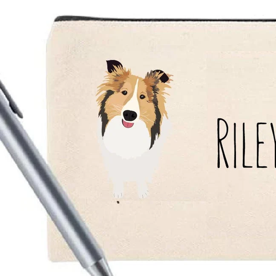 Sheltie Cosmetic Bag | Travel Pencil Pouch Mask