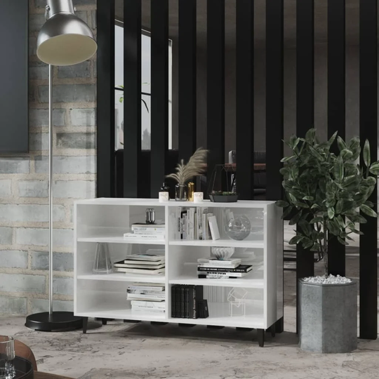 Sideboard High Gloss White 40.7"x13.8"x27.6" Chipboard