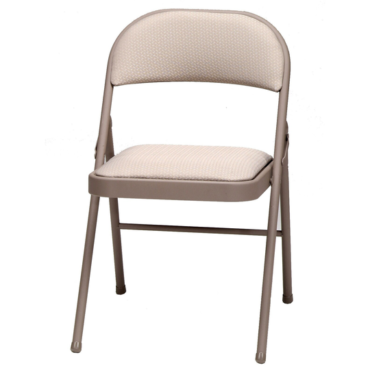 MECO Sudden Comfort Deluxe Metal Fabric Padded Folding Chair, Sand Tan (4 Pack)