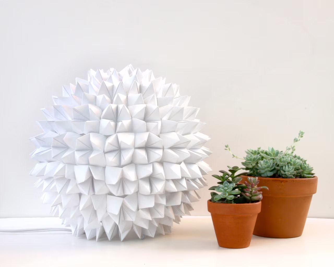 Small Apthorp Table Light - White Faceted Folded Paper Lamp