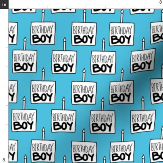 Birthday Boy Blue Fabric By The Yard | Party Cake Print To Order