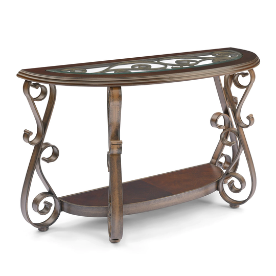 Console Table with Glass Table Top and Metal Legs