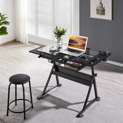 Korns Height Adjustable Drafting Table and Chair Set