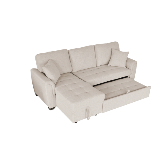 Full-size Sofa Bed Polyester Sectional Sofa Reversible Chaise with Pull out Sleeper