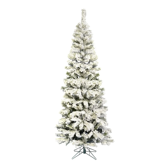 Vickerman 8.5' Flocked Pacific Pencil Artificial Christmas Tree, Unlit