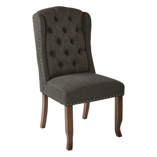 Jessica Tufted Fabric Wing Chair with Nailheads