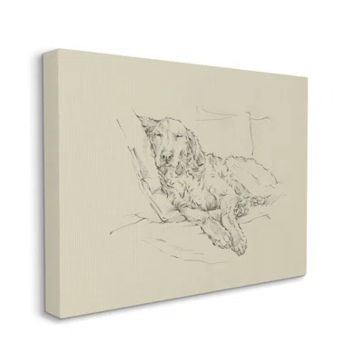Peaceful Resting Labrador Dog Pencil Sketch Drawing Jet Black Framed Floating Canvas Wall Art By Ethan Harper am-987_ffb_24x30