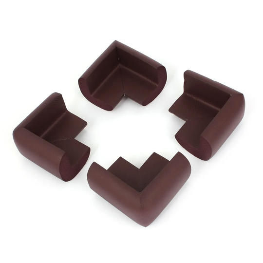 4 Pcs Chocolate Color Soft Foam Desk Table Corner Protector Cushion w Stickers - Chocolate Color