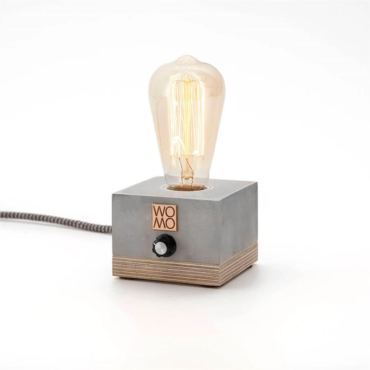 Concrete Table Lamp, Handmade Bedside Industrial Decor, Edison Nightlight