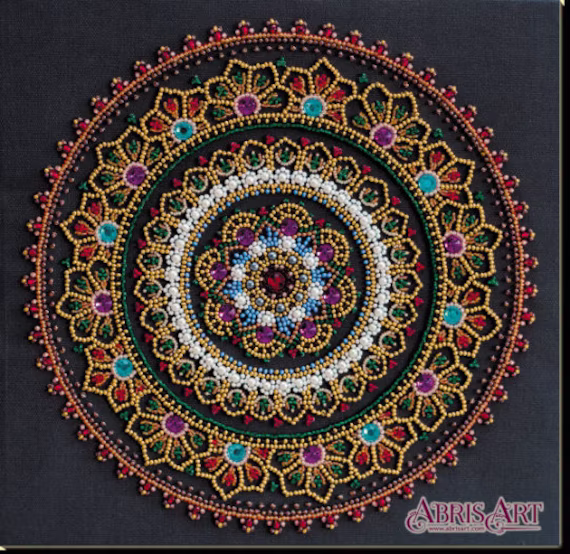 Diy Bead Embroidery Kit On Art Canvas "Mandala", Gift. Size 10.6"Х10.6" | 27x27 cm | Abris