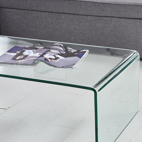 Glass Coffee Table, Tempered Clear Glass Coffee Table