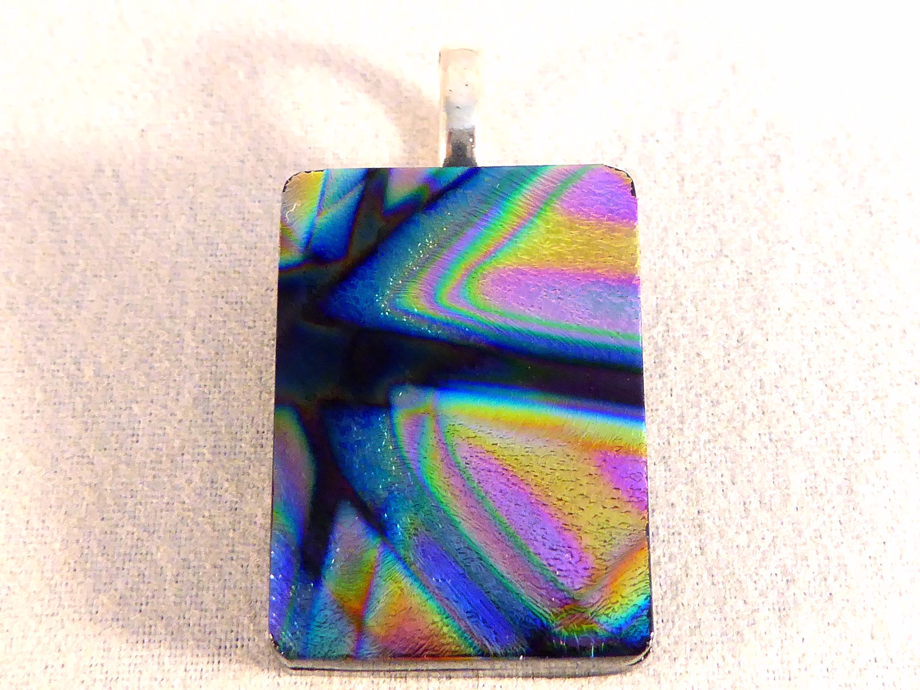 Multi Colored Dichroic Fused Glass Pendant
