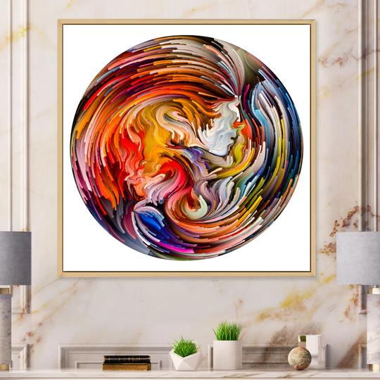 Designart 'Circle Colorful Liquid Color' Modern Framed Canvas Wall Decor