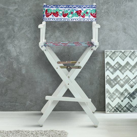 30" Director's Chair White Frame-Strawberry Park - 23"W x 19"D x 45.5"H