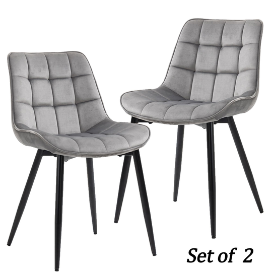 Modern Dining Chairs Set of 2 Faux Leather Accent Chair Living Room Chairs Grey Side Chair for Dining Room Kitchen Vanity