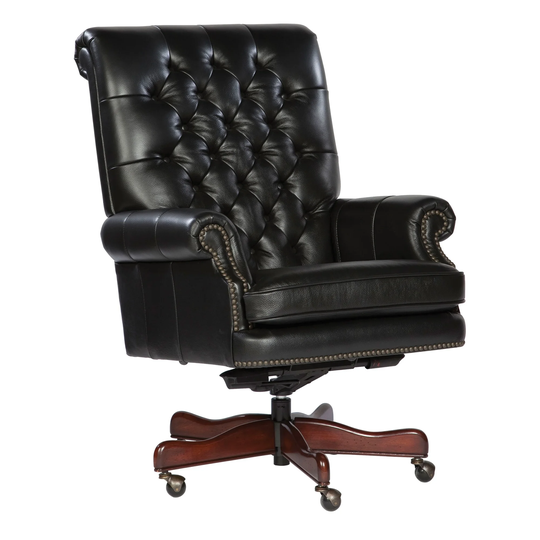 Hekman Executive Black Leather Tilt Swivel Office Chair