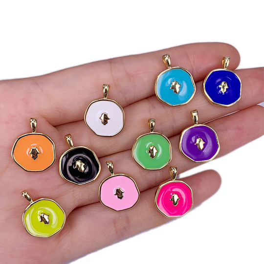 Multi Color Round Micro Inlaido Zircon Jewelry Accessries Colorful Enamel Diy Earring Necklace Pendant