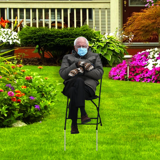 Bernie Sanders Chair Mittens Yard Sign 18" X 24" - Coroplast Visible Text Cutout Decor With Metal Stake