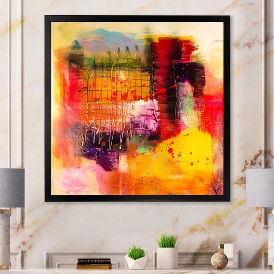 Designart 'Modern Energetic Color Dance V' Modern Framed Wall Art