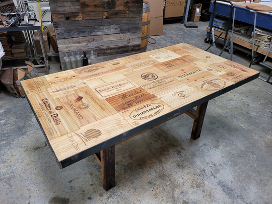 Wine Crate Dining Table - Batang Made From Reclaimed Wine Barrels & Crates. 100% Recycled