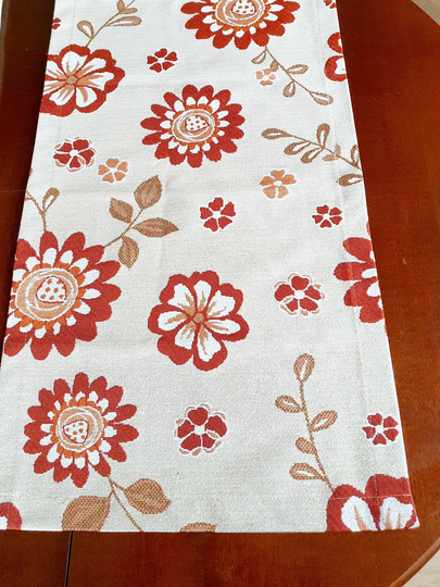 Woven Table Runner Farmhouse Rustic Fall Colors Flowers