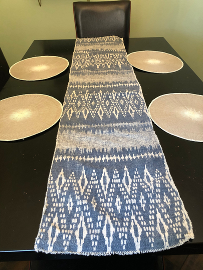 Blue Batik Ikat Table Runner 72"x 14"