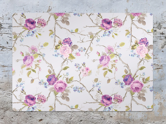 Purple Roses Chair Mat, Pink Protective Green Splat Plants Vinyl Floor Office Decor, Flooring, Kids Room Decor