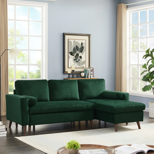 L-Shaped Sectional Sofa 88" Reversible Pull Out Sleeper Sofa, Corner Sofa-Bed with Storage Chaise Left/Right Handed Chaise