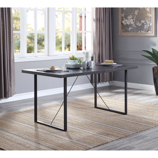 Industrial Rectangular Wood Dining Table with Metal Legs,Oak