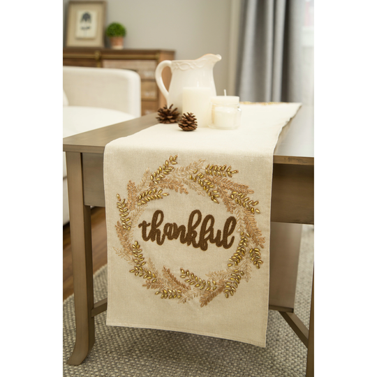 Glitzhome 72"L Fall Embroidered Table Runner - 72"x13"