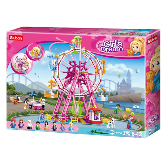 Sluban Kids Girls Dream Ferris Wheel 789 Pc Building Blocks for Kids, Colorful 3D Stackable Toys, DIY Building & Creative Play