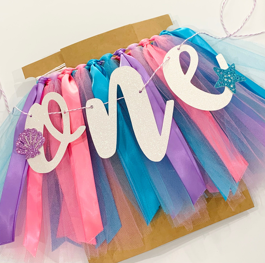 Mermaid High Chair Banner, Under The Sea Birthday 1st Smash Cake. Photo Backdrop, One Banner Bgm