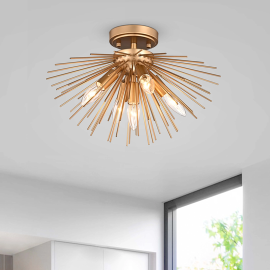 Lorena Sputnik Shiny Bronze Metal Flush Mount with 5 Lights