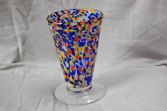 Colorful Blown Glass Vase - Milkshake Bright Colors Encased in Clear Handblown Art