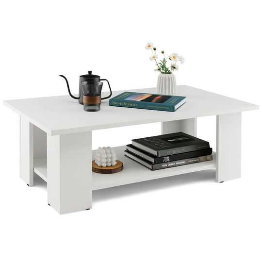 Costway Coffee Table 2-Tier Modern Center Cocktail Table W/Storage - 36''x 20.5''x 12.5''(L x W x H)