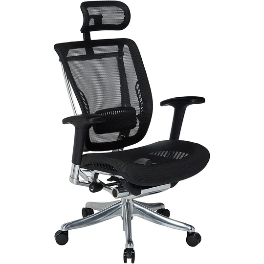 GM Seating Enklave XL Ergonomic Office Chair Chrome Base with Headrest Black